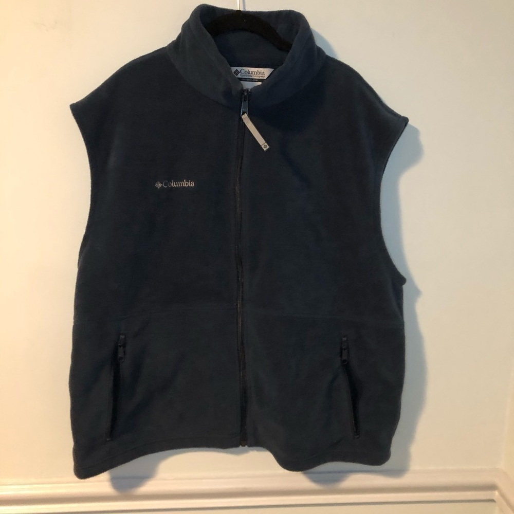 Columbia Dark Blue Fleece Zip-Up Sleeveless Vest Size XL